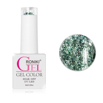   Roniki Platinum diamond széria - 10 csillámos ciánkék gél lakk
