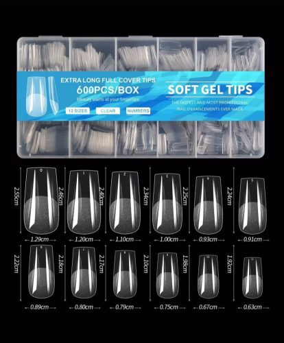 Soft Gél Tip / Kocka - 600 darabos készlet