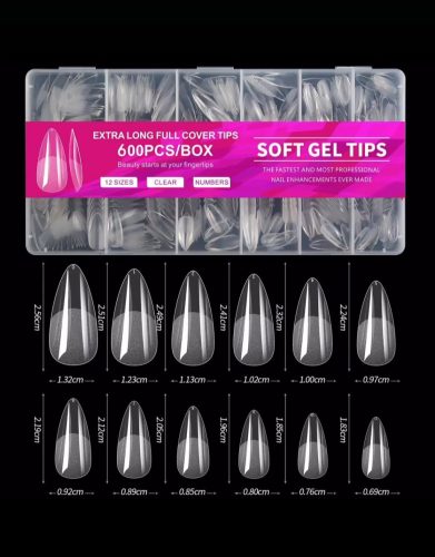 Soft Gél Tip / Mandula - 600 darabos készlet